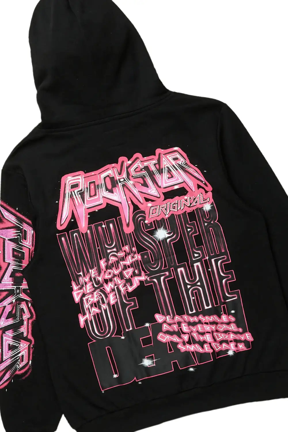 Obern Black/Pink Graphic Hoodie/Stacked Flare Pant Track Set (2-Piece)