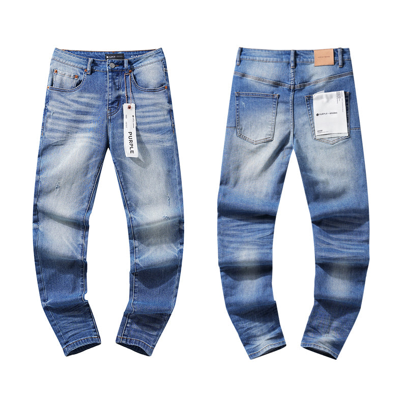 Purple Brand Men's Light Washed Repair Jeans #10