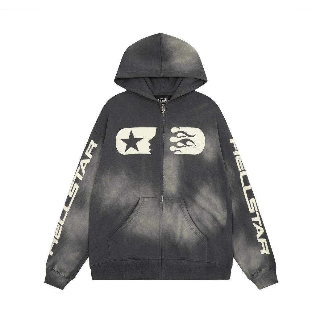 Urban Gray Unisex Hellstar Studios Zip Hoodie – Effortless Style Meets Cozy Comfort