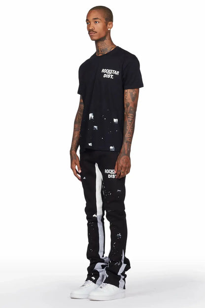 Raffer Black T-Shirt Super Stacked Flare Track Set (2-Piece)
