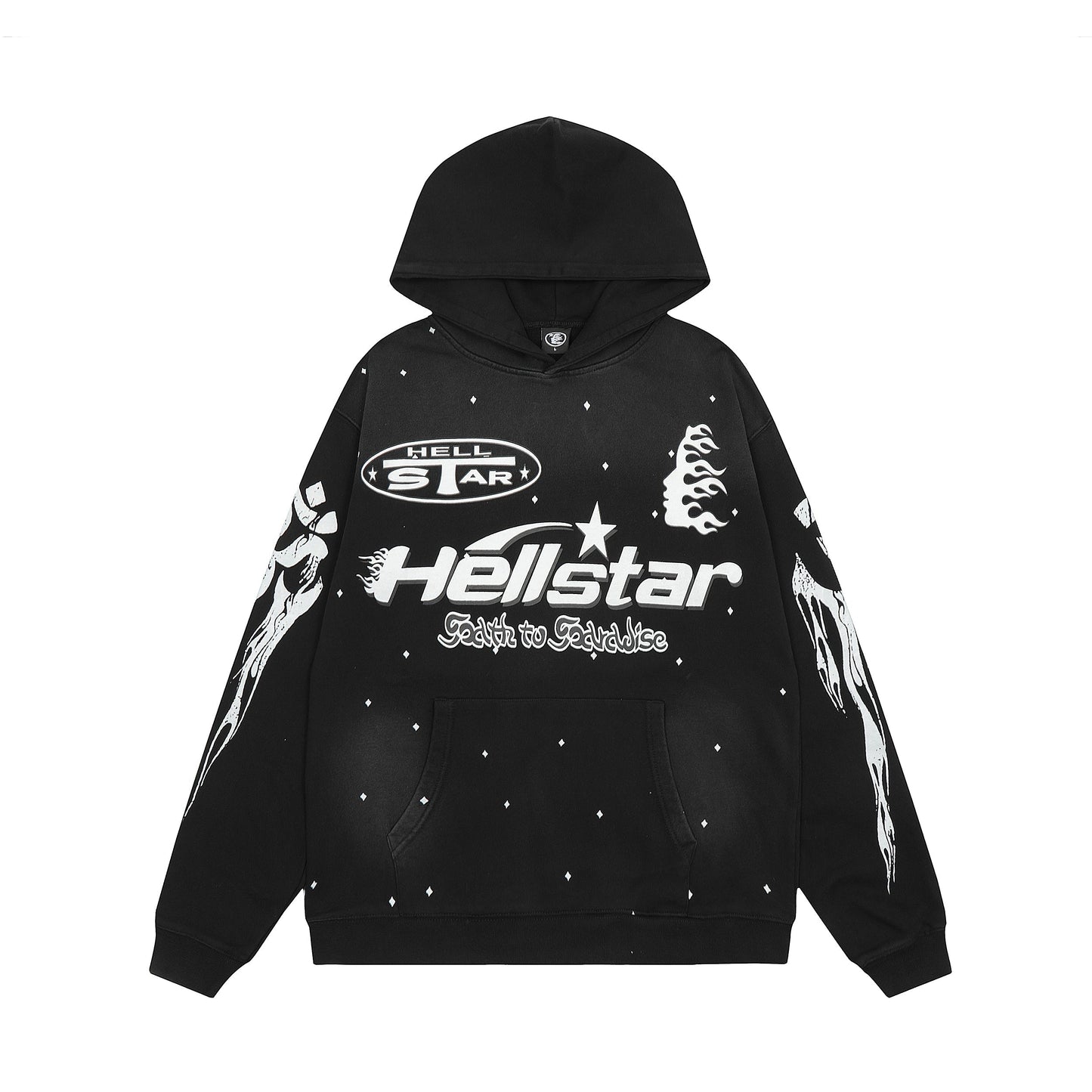 Hellstar Black Dotted Unisex Pullover Hoodie – Elevate Your Casual Look with Effortless Comfort