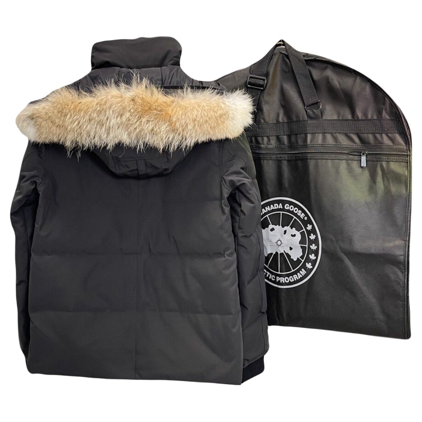 Men's Canada Black Parka/Jacket with Fur Hood - Warm Insulated Jacket for Cold Weather