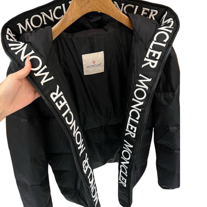 Men's Black Hooded Puffer Jacket - Stylish Insulated Coat with Logo Lining