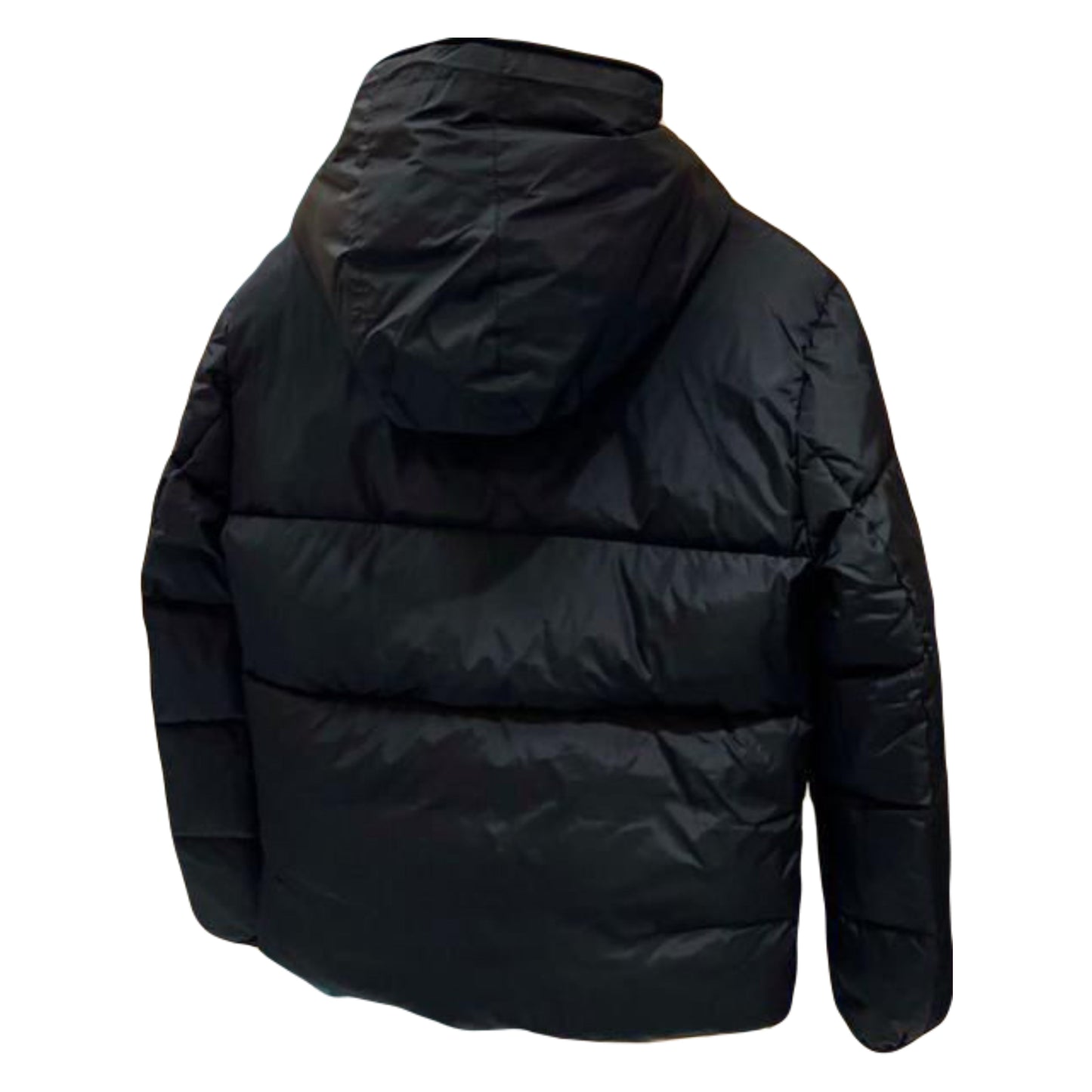 Men's Black Hooded Puffer Jacket - Stylish Insulated Coat with Logo Lining