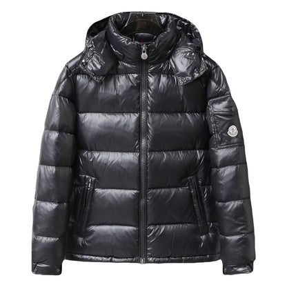 Men's Black Monc Puffer Jacket - Stylish Winter Coat with Hood