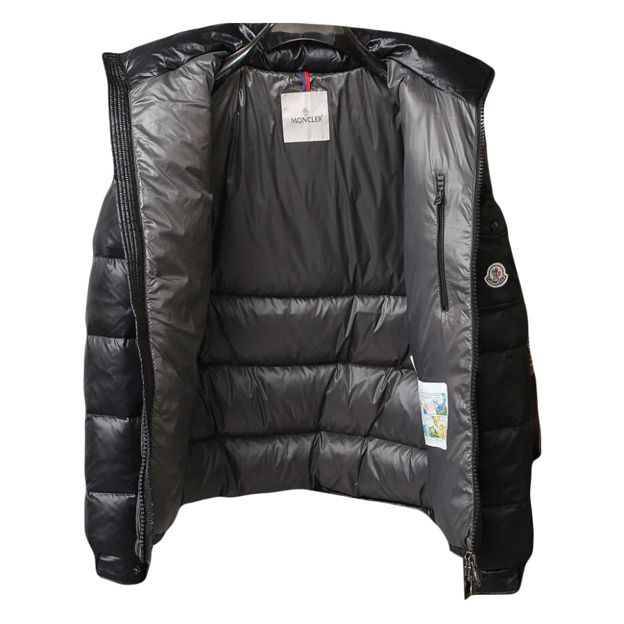 Men's Black Monc Puffer Jacket - Stylish Winter Coat with Hood