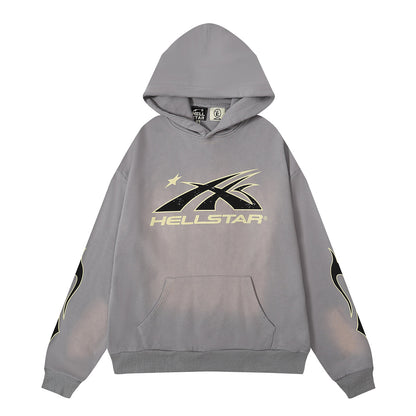 Hellstar Faded Grey Hoodie/Pants With Yellow Logo (2-Piece)
