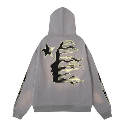 Hellstar Faded Grey Hoodie/Pants With Yellow Logo (2-Piece)