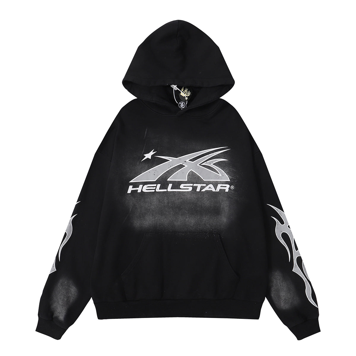 Hellstar Faded Black Hoodie/Pants With Grey Logo (2-Piece)