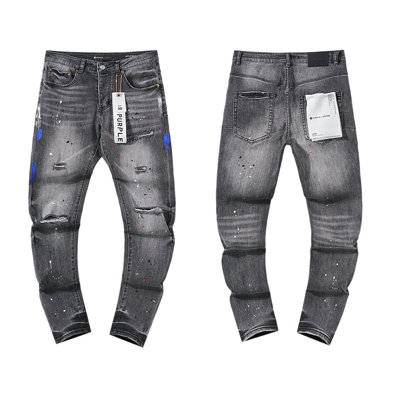 Purple Brand Men's Ripped Light Color Repair Jeans #13