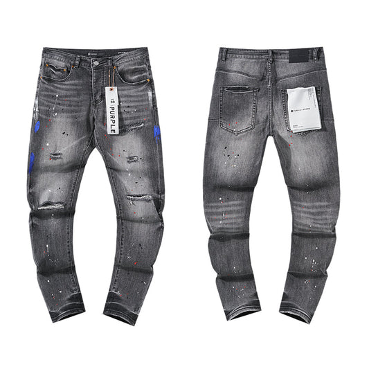 Purple Brand Men's Ripped Light Color Repair Jeans #13