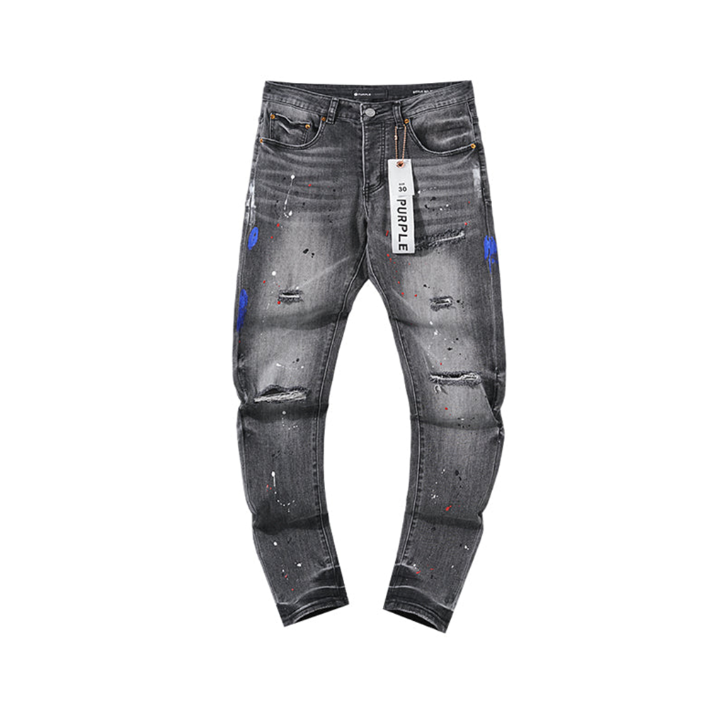 Purple Brand Men's Ripped Light Color Repair Jeans #13