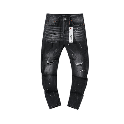 Purple Brand Men's Ripped Faded Black Repair Jeans #11