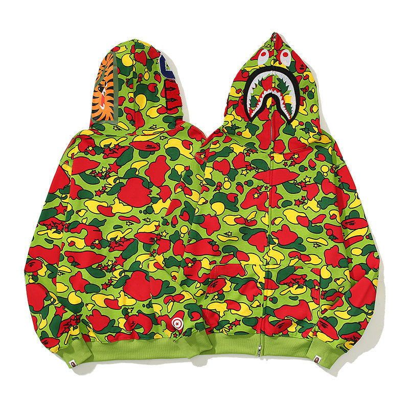 Classic Camo Designer Shark Full Zip Up Unisex Y2K Style Streetwear Made with High-Quality Material