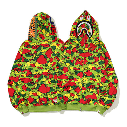 Classic Camo Designer Shark Full Zip Up Unisex Y2K Style Streetwear Made with High-Quality Material